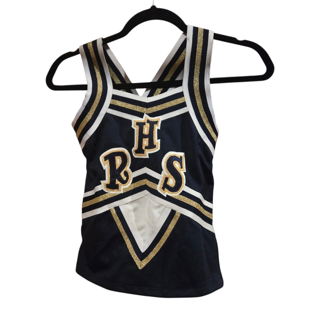 Cheerleading Uniform Tank Top Blue White Gold "RHS" Costume Halloween Size 30